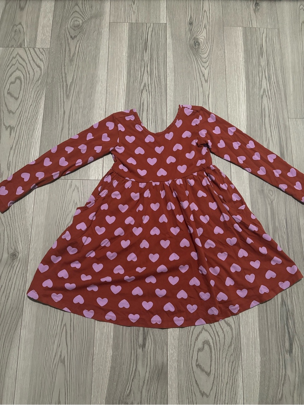 Hanna Andersson Long Sleeve Heart Twirl Dress Size 6-7